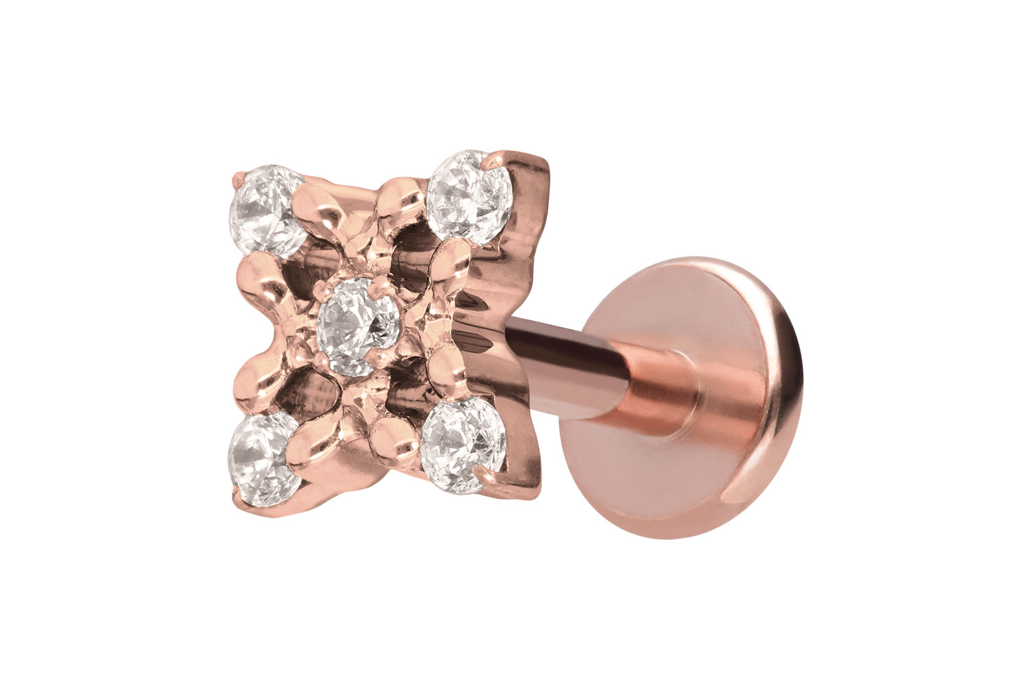 Titan Labret Piercing mit Innengewinde KRISTALLBLUME